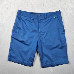 Johnnie-O Monsoon Golf Shorts Mens 30 Blue Performance Zipper Pockets